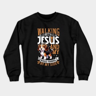 Jesus and dog - Beagle-Harrier Crewneck Sweatshirt